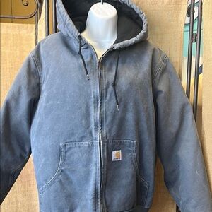 Carhartt Denim Blue Hooded Jacket WJ130STM Quilt Lined Woman’s Medium Storm Blue